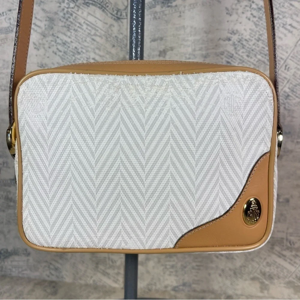 Vintage 80s Mark Cross Signature Herringbone Crossbody Bag Made in Italy